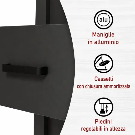 Mobile Bagno Cassettiera 4 Cassetti Salvaspazio Antracite Rovere