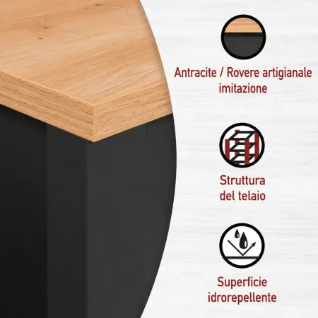 Mobile Bagno Cassettiera 4 Cassetti Salvaspazio Antracite Rovere