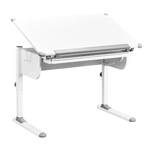 Kit Scrivania Blu Tavolo da Disegno Inclinabile in Legno Pino Cameretta Bambino