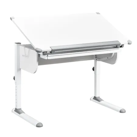 Kit Scrivania Blu Tavolo da Disegno Inclinabile in Legno Pino Cameretta Bambino