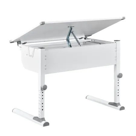 Kit Scrivania Blu Tavolo da Disegno Inclinabile in Legno Pino Cameretta Bambino