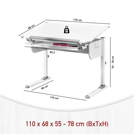 Kit Scrivania Blu Tavolo da Disegno Inclinabile in Legno Pino Cameretta Bambino