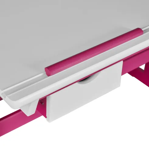 Scrivania per Bambini Regolabile con Cassetto in Legno Bianco Rosa
