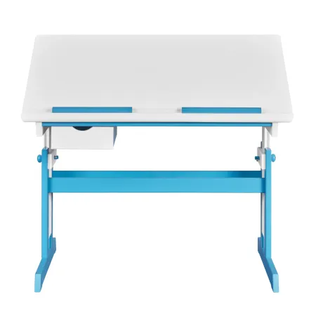 Scrivania per Bambini Regolabile con Cassetto in Legno Bianco Blu