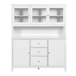 Credenza con Vetrina 5 Ante 3 Cassetti in Legno Bianco da Soggiorno 2