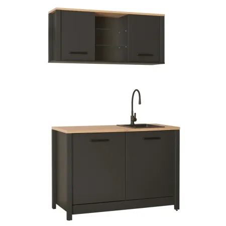Mobile Cucina Modulare con Pensile e Sottolavello Antracite Rovere