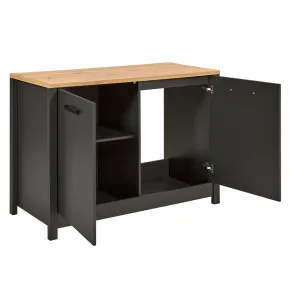 Mobile Cucina con Pensile Sottolavello Colonna Modulare Antracite Rovere 2