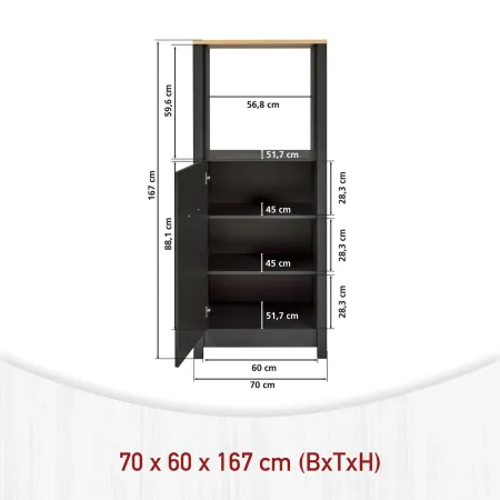 Mobile Cucina con Pensile Sottolavello Colonna Modulare Antracite Rovere