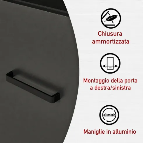 Mobile Cucina con Pensile Sottolavello Colonna Modulare Antracite Rovere