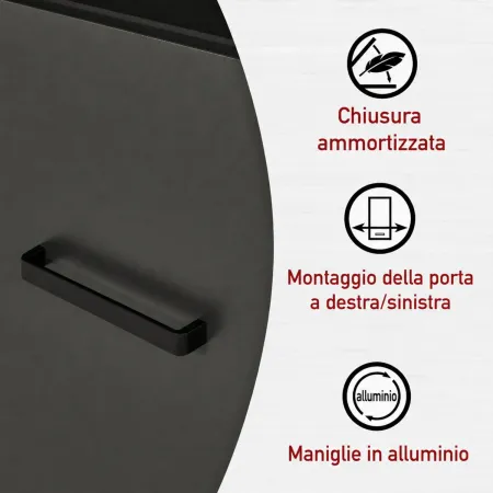 Mobile Cucina con Pensile Sottolavello Colonna Modulare Antracite Rovere