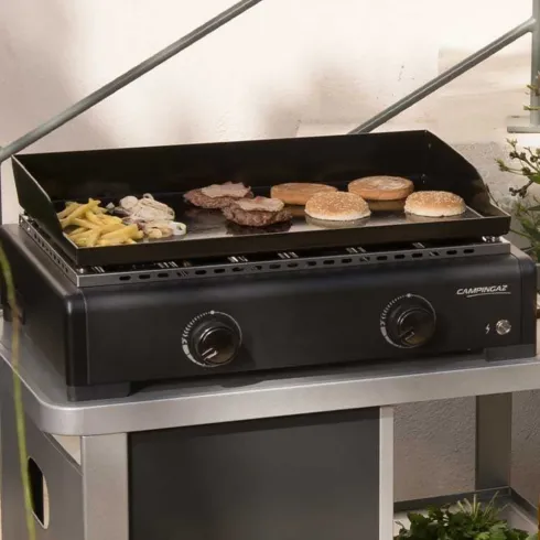 Barbecue a Gas 2 Fuochi Campingaz Piastra Smaltata Bruciatori Nero
