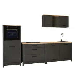 Cucina Modulare Sottolavello Mobile Pensile Colonna Antracite Rovere