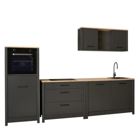 Cucina Modulare Sottolavello Mobile Pensile Colonna Antracite Rovere