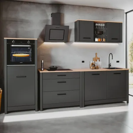 Cucina Modulare Sottolavello Mobile Pensile Colonna Antracite Rovere