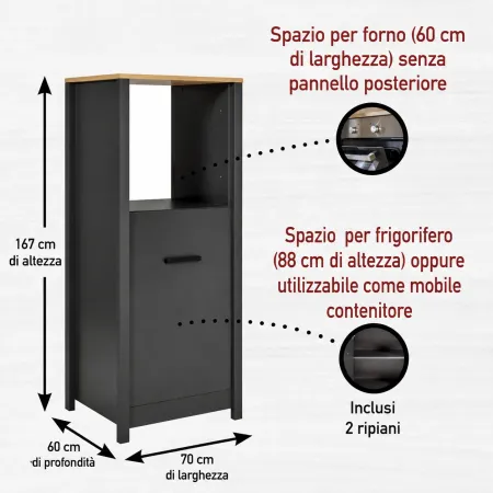 Cucina Modulare Sottolavello Mobile Pensile Colonna Antracite Rovere