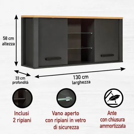 Cucina Modulare Sottolavello Mobile Pensile Colonna Antracite Rovere