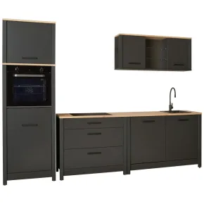 Cucina Modulare 300 cm Antracite Rovere Mobili Colonna 2 Pensili