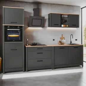 Cucina Modulare 300 cm Antracite Rovere Mobili Colonna 2 Pensili 2