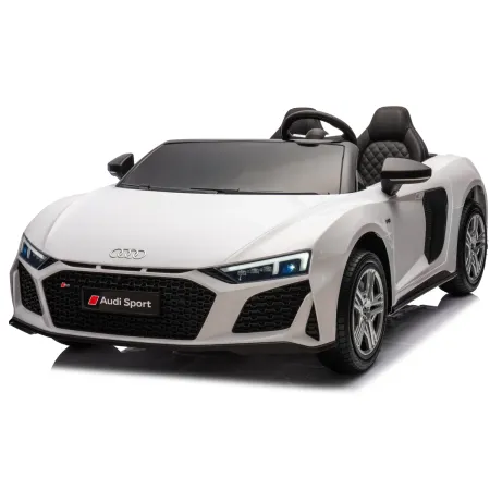 Auto Elettrica per Bambini Audi R8 Big 24V Bianco con Sedile in Pelle