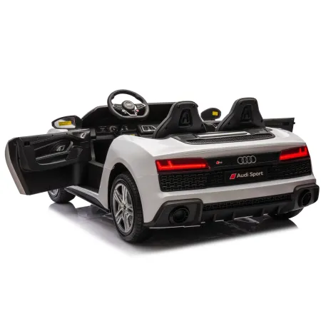 Auto Elettrica per Bambini Audi R8 Big 24V Bianco con Sedile in Pelle