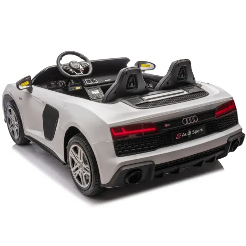 Auto Elettrica per Bambini Audi R8 Big 24V Bianco con Sedile in Pelle