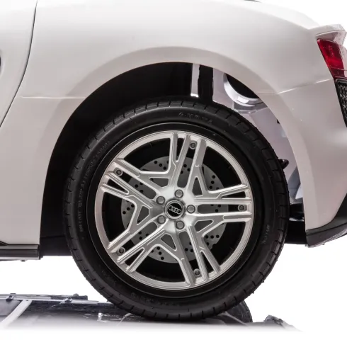 Auto Elettrica per Bambini Audi R8 Big 24V Bianco con Sedile in Pelle