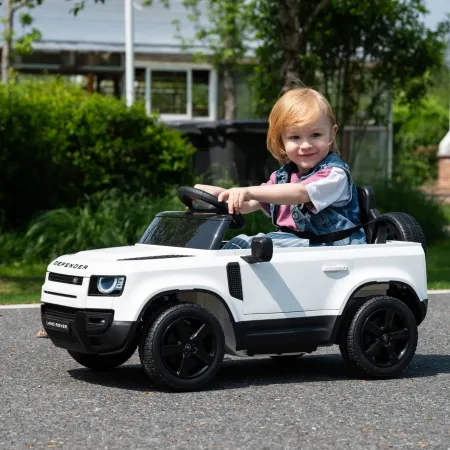 Defender Small Macchina Elettrica per Bambini 12V Bianco MP3 Luci LED