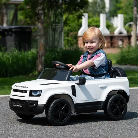 Defender Small Macchina Elettrica per Bambini 12V Bianco MP3 Luci LED