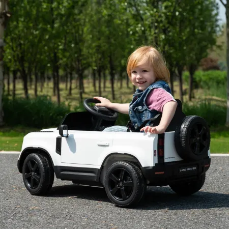Defender Small Macchina Elettrica per Bambini 12V Bianco MP3 Luci LED