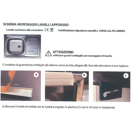 Lavello da Appoggio 80x50 cm 2 Vasche in Acciaio Inox per Cucina