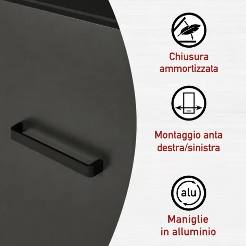 Cucina Componibile in Legno Antracite Rovere 7 Mobili Pensili Colonne