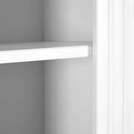 Libreria Alta 6 Ripiani Legno Massello Bianco Effetto Rovere Soggiorno