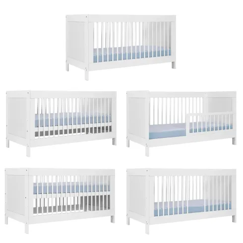 Lettino per Bambini 70x140 cm in Legno Bianco con Sponde Regolabili
