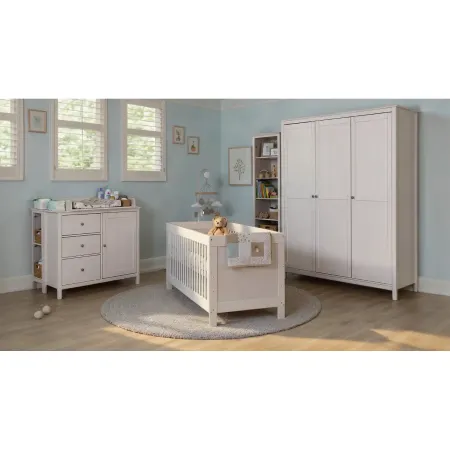 Lettino per Bambini 70x140 cm in Legno Bianco con Sponde Regolabili