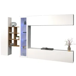 Mobile Soggiorno Bianco Parete Attrezzata Porta TV Libreria Vetrina
