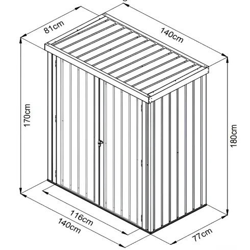 Casetta Big Box Giardino 140x81x180H cm Acciaio Antracite Doppia Porta