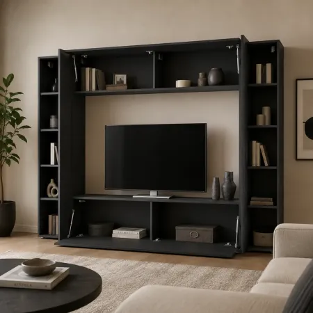Mobile Porta TV Parete Attrezzata da Soggiorno Antracite Opaco 260 cm