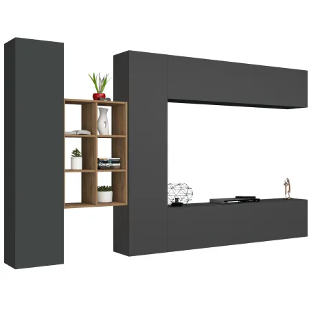 Parete Attrezzata Soggiorno Porta TV Libreria 320x30x180 cm Antracite