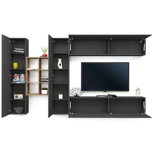 Parete Attrezzata Soggiorno Porta TV Libreria 320x30x180 cm Antracite