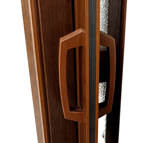 Porta a Soffietto PVC Noce Venato 84x215 cm con Inserti Trasparenti
