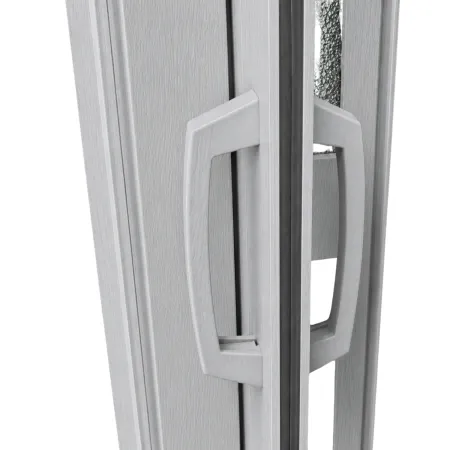 Porta a Soffietto PVC Bianco Venato 84x215 cm con Inserti Trasparenti
