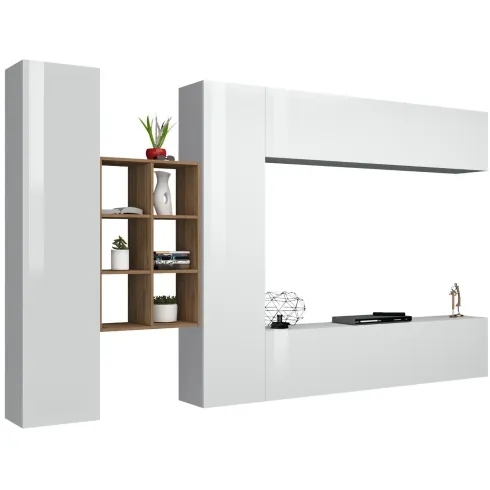 Parete Attrezzata Soggiorno Porta TV Libreria 320x30x180 cm Bianco