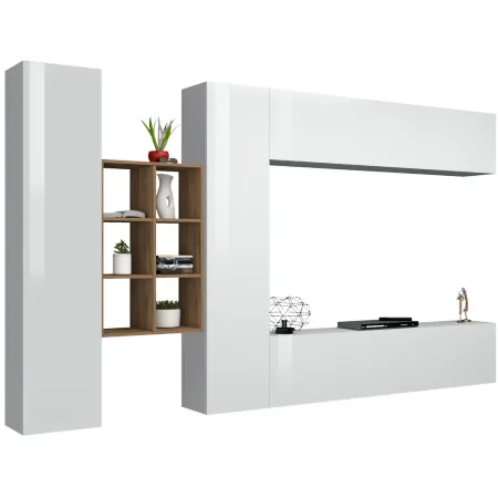Parete Attrezzata Soggiorno Porta TV Libreria 320x30x180 cm Bianco