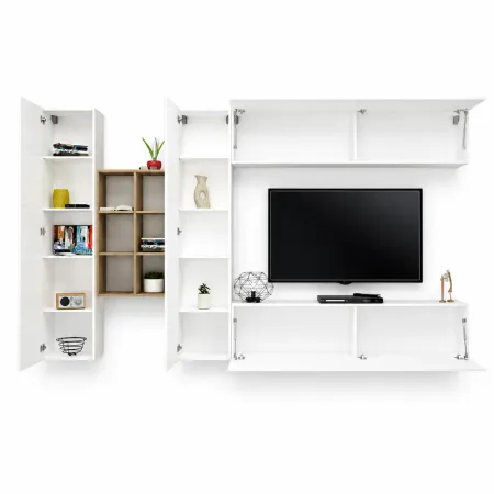 Parete Attrezzata Soggiorno Porta TV Libreria 320x30x180 cm Bianco