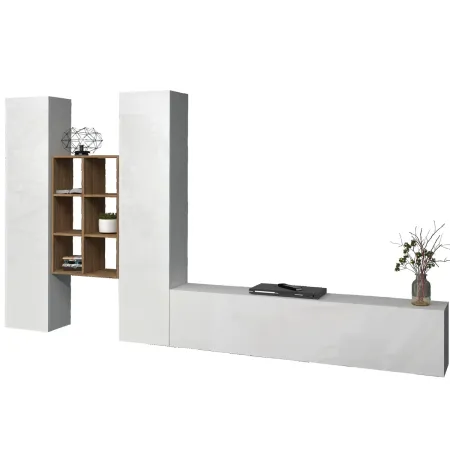 Colonne Armadio Mobile Porta TV Libreria da Soggiorno 320 cm Bianco