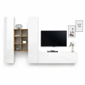 Colonne Armadio Mobile Porta TV Libreria da Soggiorno 320 cm Bianco 2