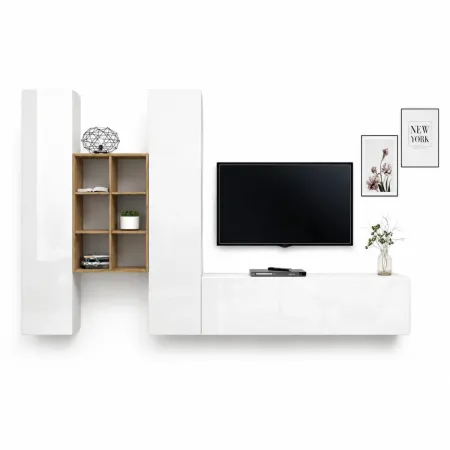 Colonne Armadio Mobile Porta TV Libreria da Soggiorno 320 cm Bianco
