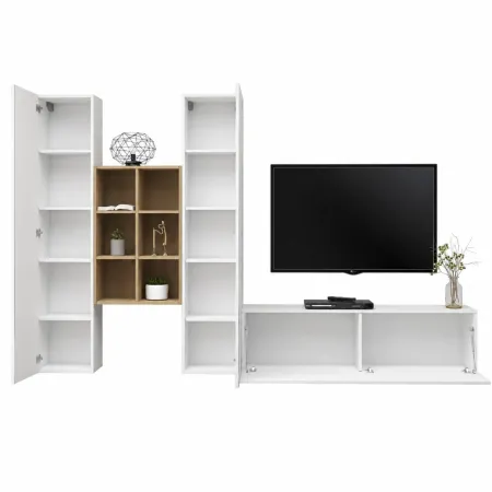 Colonne Armadio Mobile Porta TV Libreria da Soggiorno 320 cm Bianco