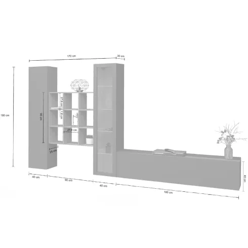Mobile da Soggiorno Parete Attrezzata 350 cm Antracite Opaco Rovere