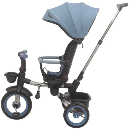 Triciclo Passeggino Evolutivo Bambini Blu 7 Modalità Sedile Girevole